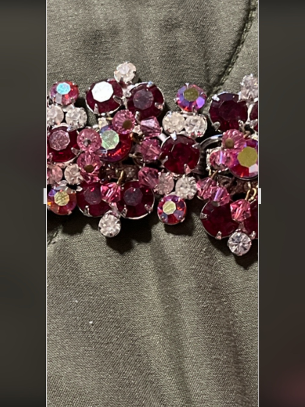 Sparkling Pink and Red Crystal Cluster vintage rhinestone Bracelet